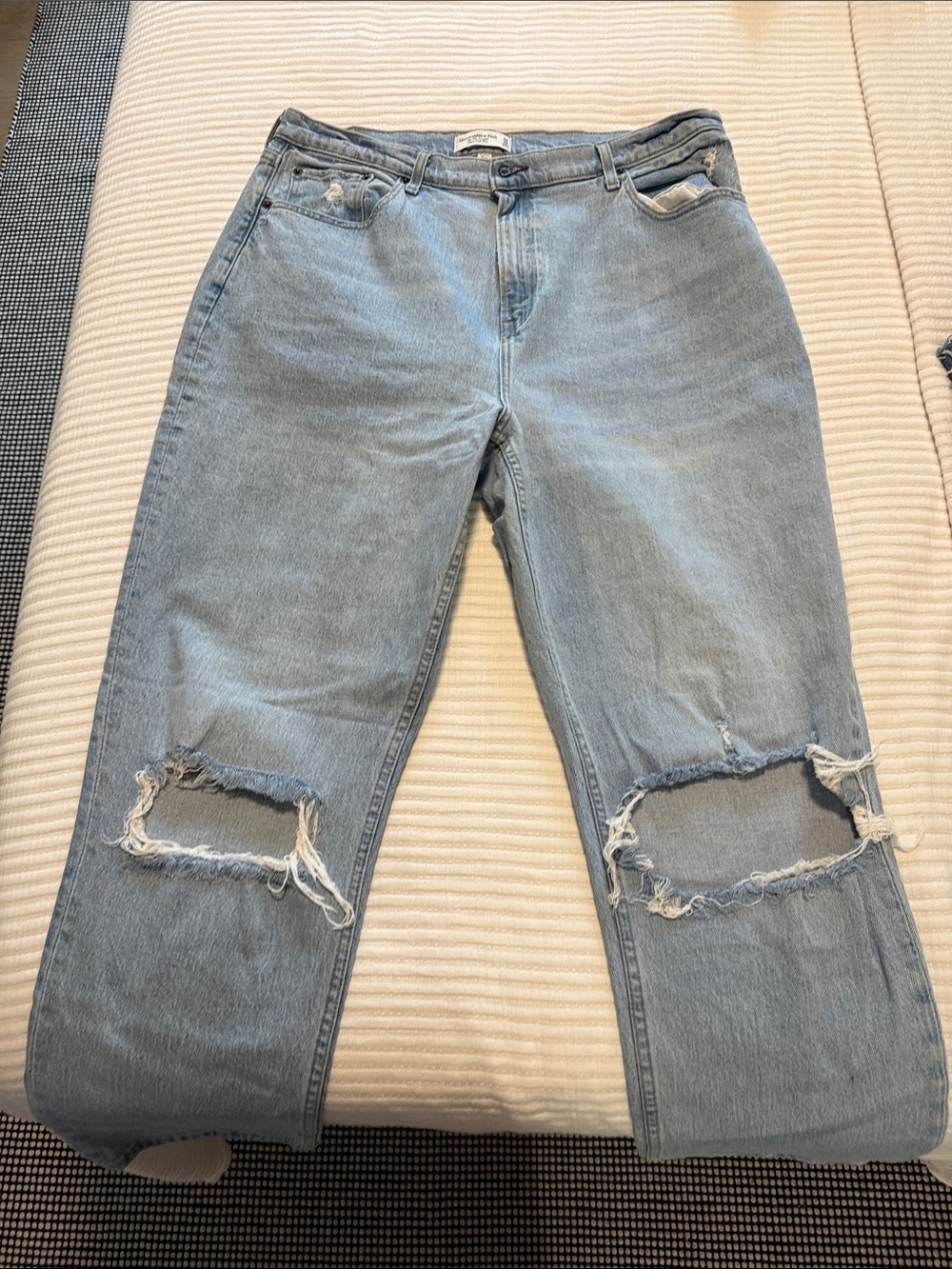 Abercrombie & Fitch Light Blue Ripped Boyfriend Jeans